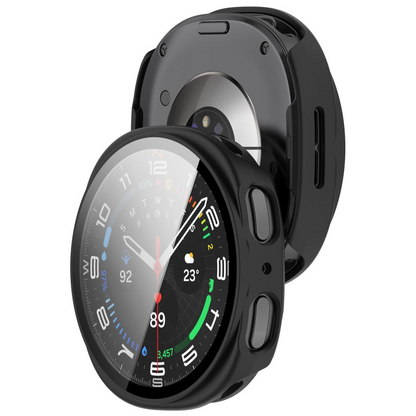 Husa Tech-Protect Defense pentru Samsung Galaxy Watch 9 / Watch8 44mm, Set 2 bucati, Neagra / Transparenta