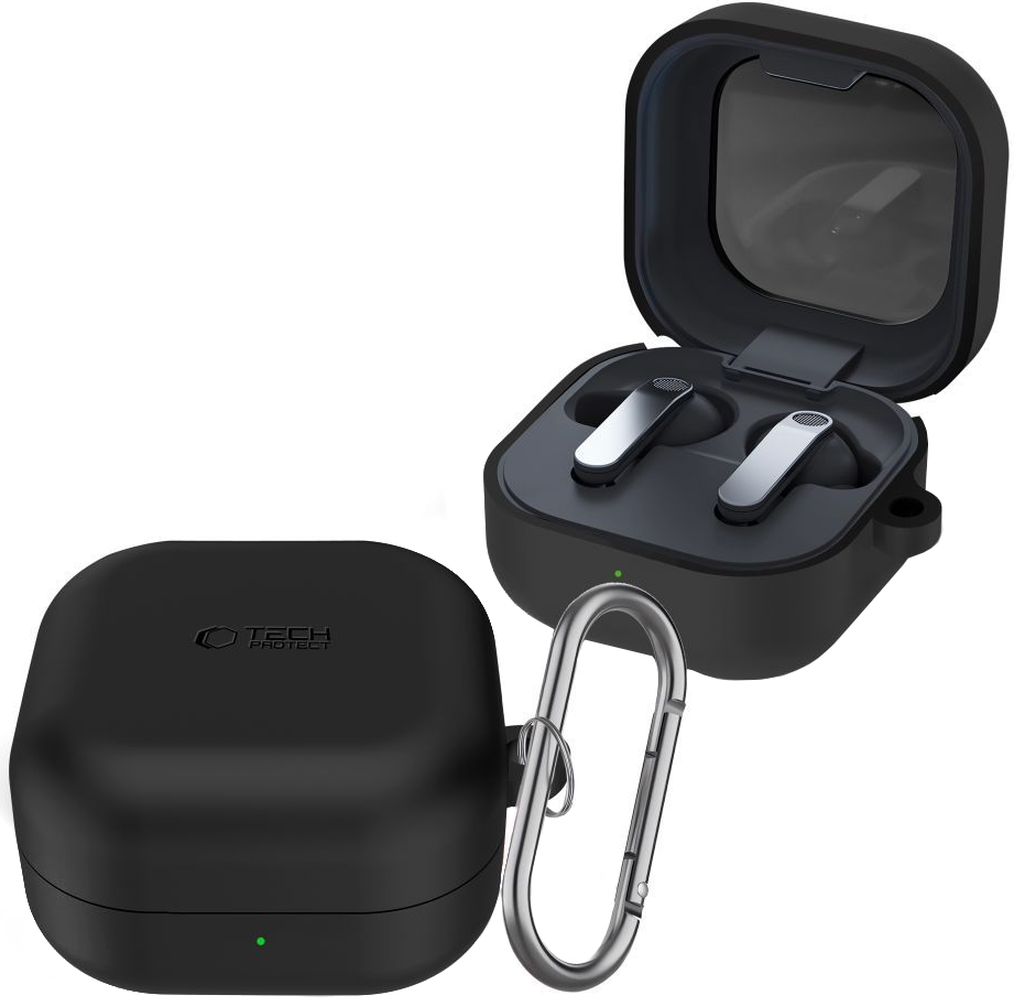 Husa Tech-Protect Silicone Hook pentru Samsung Galaxy Buds4 / Buds4 Pro, Neagra