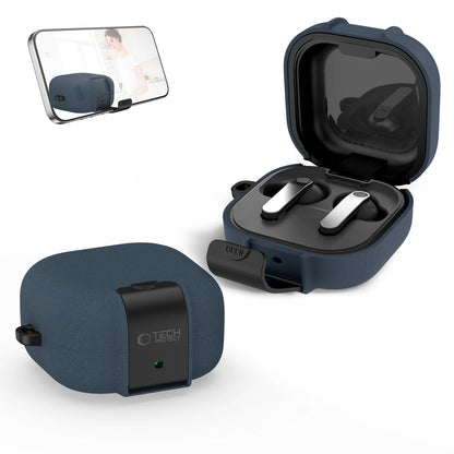 Husa Tech-Protect Slim Hook pentru Samsung Galaxy Buds4 / Buds4 Pro, Bleumarin