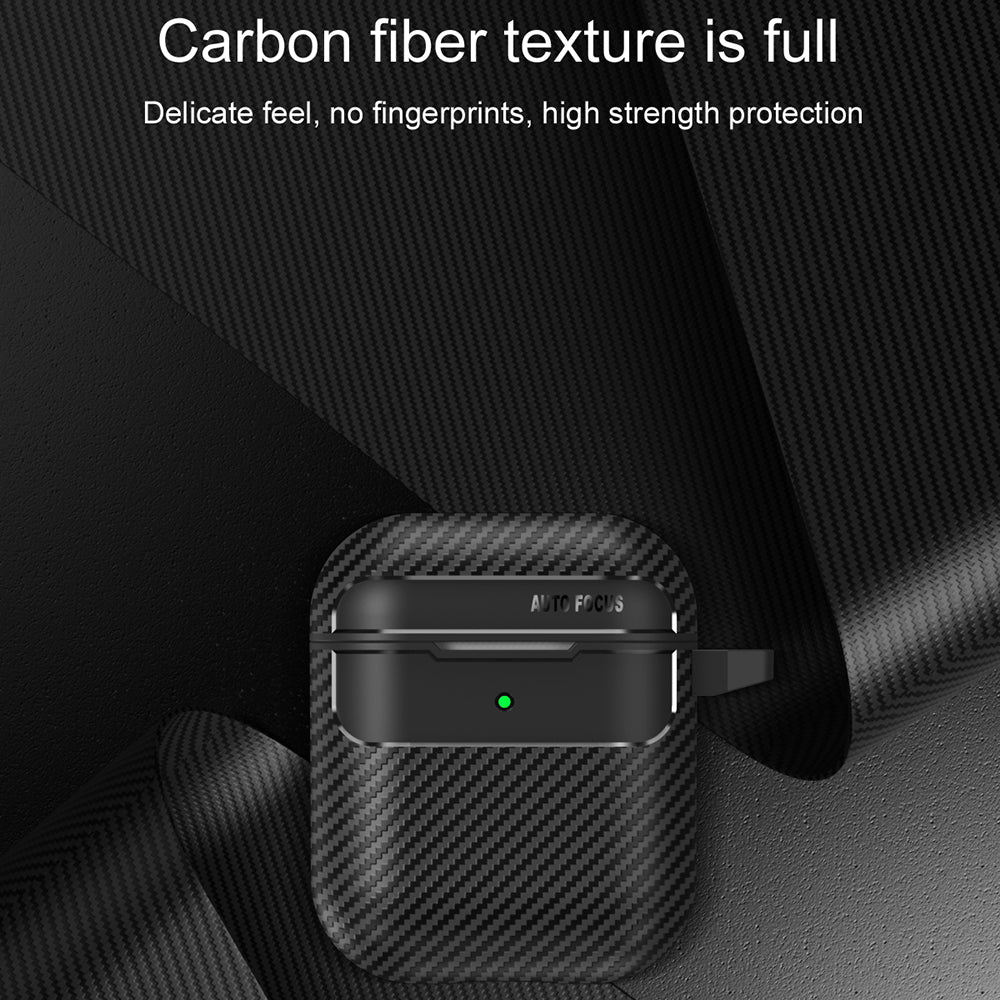 Husa Techsuit CarbonFiber pentru Apple AirPods Gen 2 / Gen 1, Neagra
