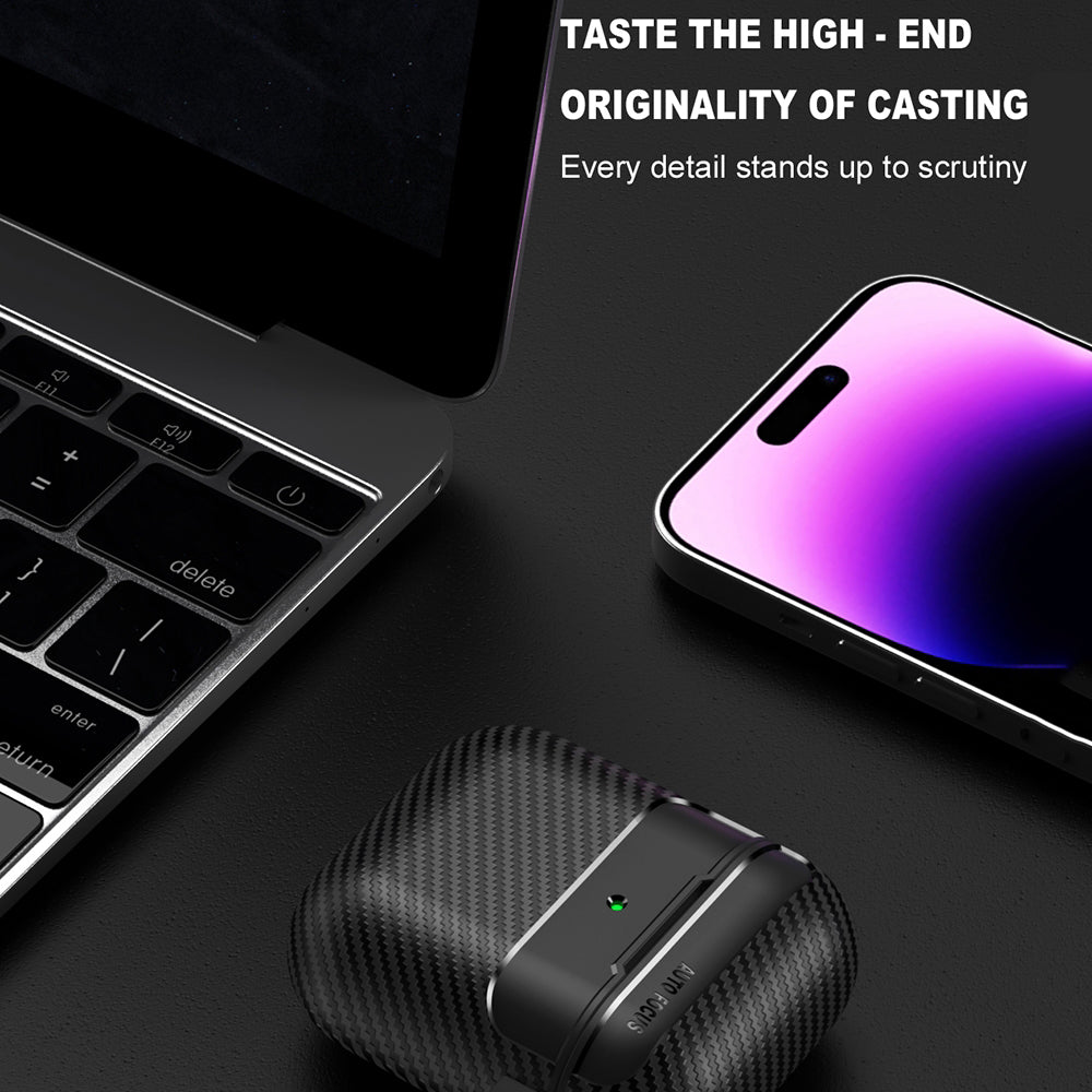 Husa Techsuit CarbonFiber pentru Apple AirPods Gen 2 / Gen 1, Neagra