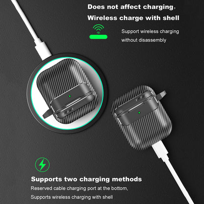 Husa Techsuit CarbonFiber pentru Apple AirPods Gen 2 / Gen 1, Neagra