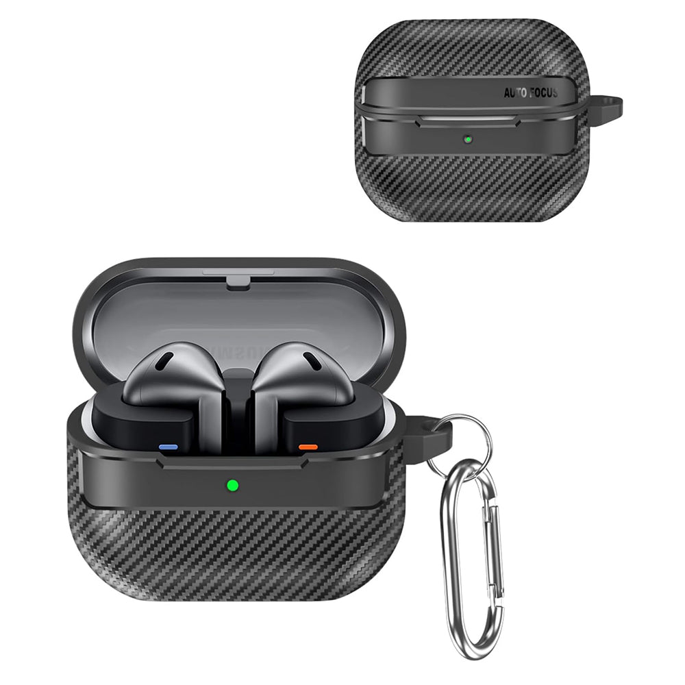 Husa Techsuit CarbonFiber pentru Samsung Galaxy Buds3 FE / Buds3 Pro / Buds3, Neagra