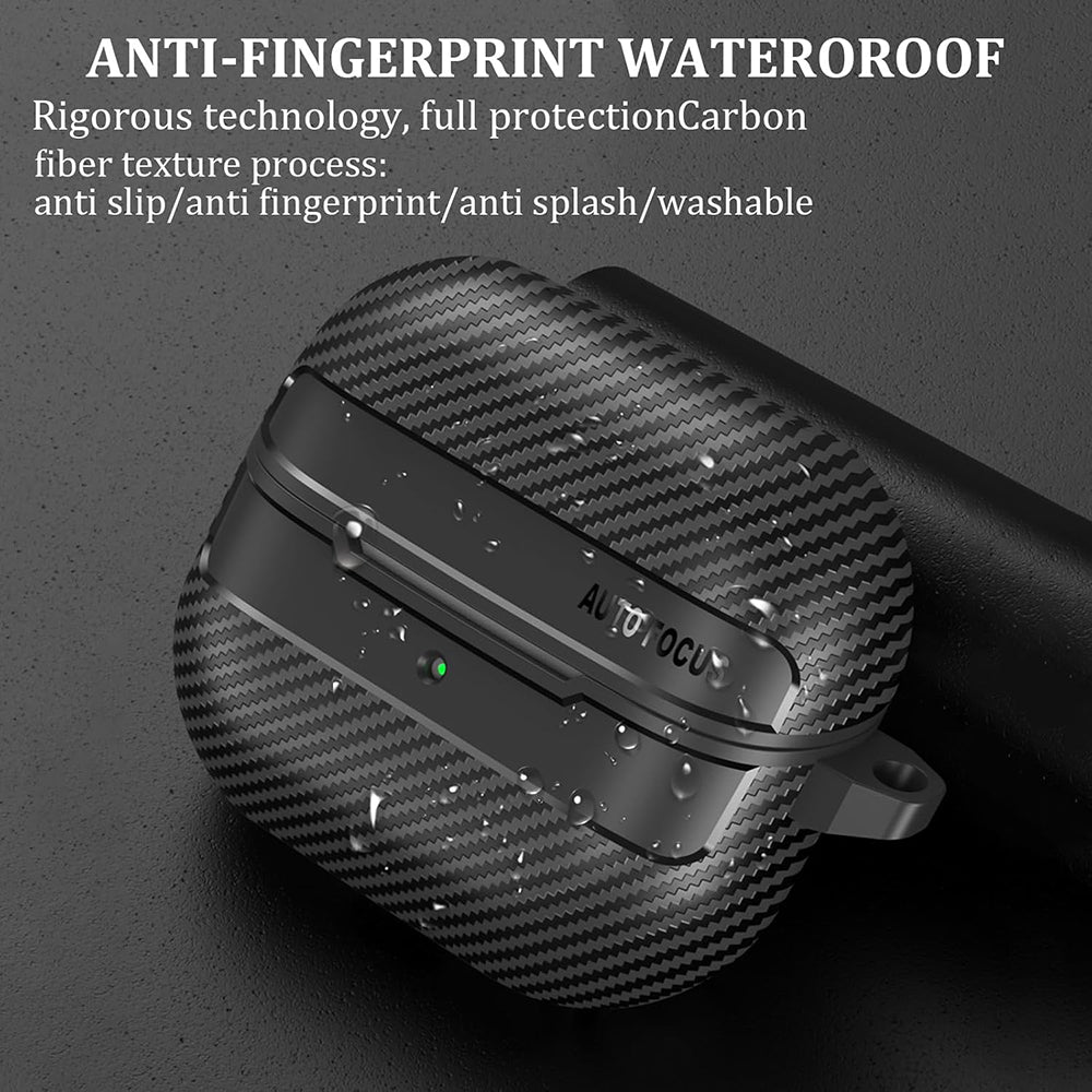 Husa Techsuit CarbonFiber pentru Samsung Galaxy Buds3 FE / Buds3 Pro / Buds3, Neagra