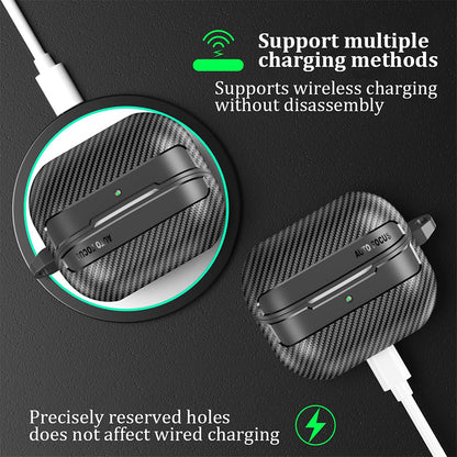 Husa Techsuit CarbonFiber pentru Samsung Galaxy Buds3 FE / Buds3 Pro / Buds3, Neagra