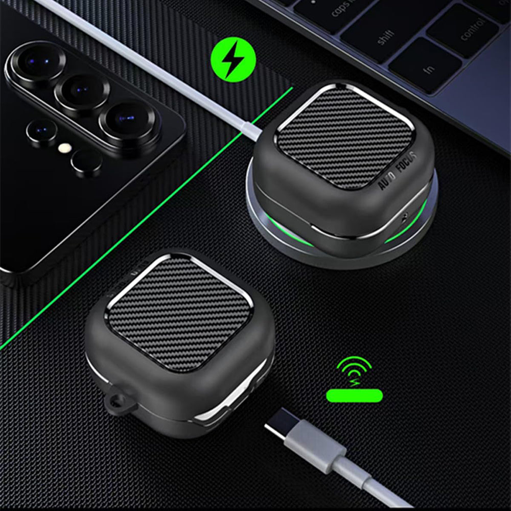 Husa Techsuit CarbonFiber pentru Samsung Galaxy Buds4 / Buds4 Pro, Neagra