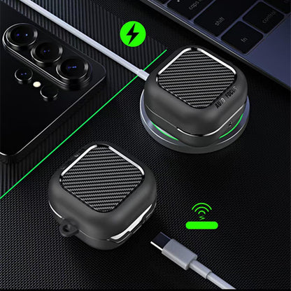 Husa Techsuit CarbonFiber pentru Samsung Galaxy Buds4 / Buds4 Pro, Neagra