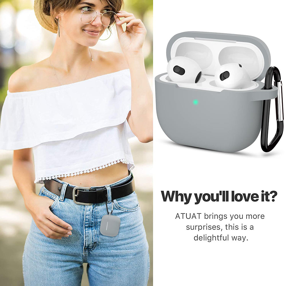 Husa Techsuit Silicone pentru Apple AirPods 3, Gri