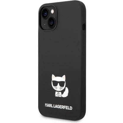 Husa pentru Apple iPhone 14 Plus, Karl Lagerfeld, Silicone Body Choupette, Neagra