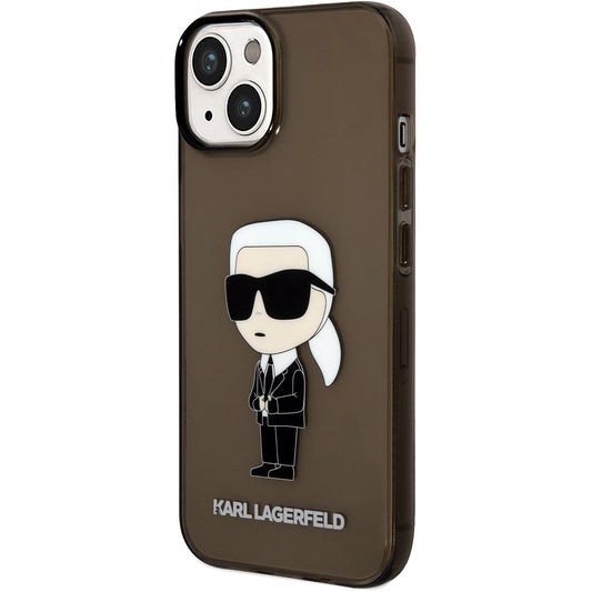 Husa TPU Karl Lagerfeld IML pentru Apple iPhone 14 Plus, Ikonik NFT, Neagra Transparenta KLHCP14MHNIKTCK