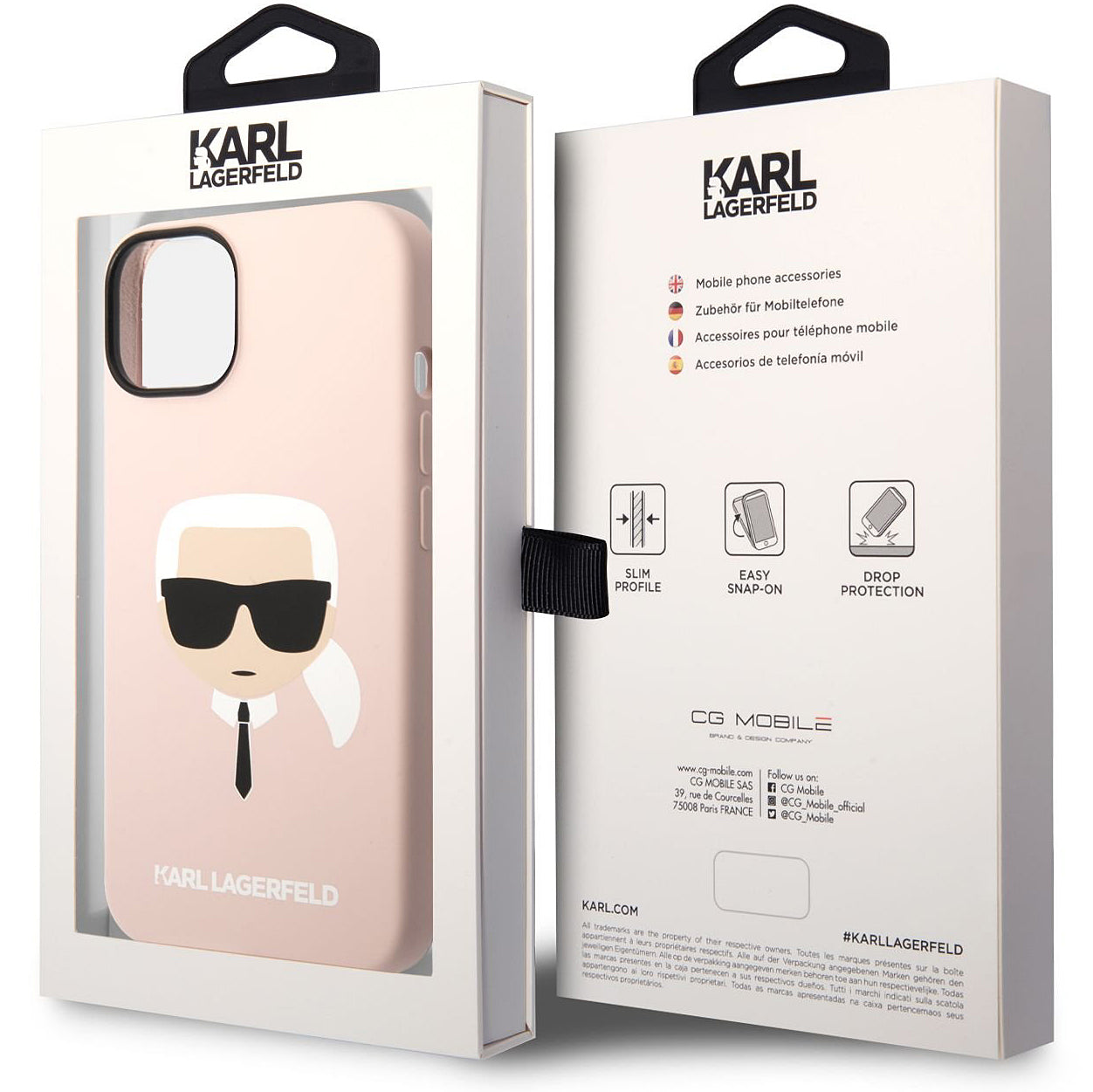 Husa pentru Apple iPhone 14 Plus, Karl Lagerfeld, Silicone Karl's Head, Roz