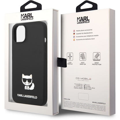 Husa pentru Apple iPhone 14 Plus, Karl Lagerfeld, Silicone Body Choupette, Neagra