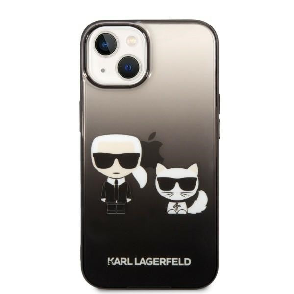 Husa pentru Apple iPhone 14 Plus, Karl Lagerfeld, Gradient Karl & Choupette, Neagra