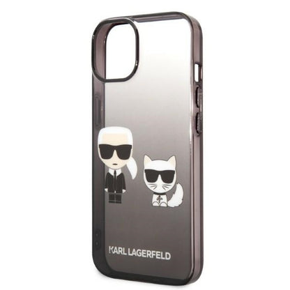 Husa pentru Apple iPhone 14 Plus, Karl Lagerfeld, Gradient Karl & Choupette, Neagra