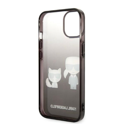 Husa pentru Apple iPhone 14 Plus, Karl Lagerfeld, Gradient Karl & Choupette, Neagra