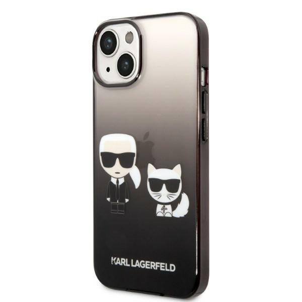 Husa pentru Apple iPhone 14 Plus, Karl Lagerfeld, Gradient Karl & Choupette, Neagra