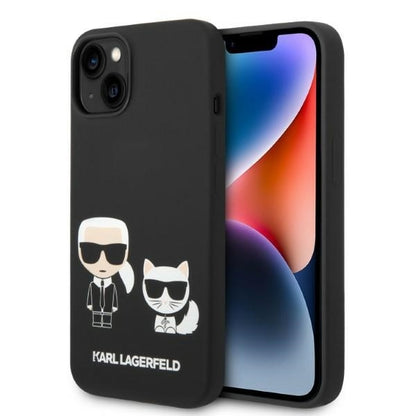 Husa MagSafe pentru Apple iPhone 14 Plus, Karl Lagerfeld, Silicone Karl & Choupette, Neagra