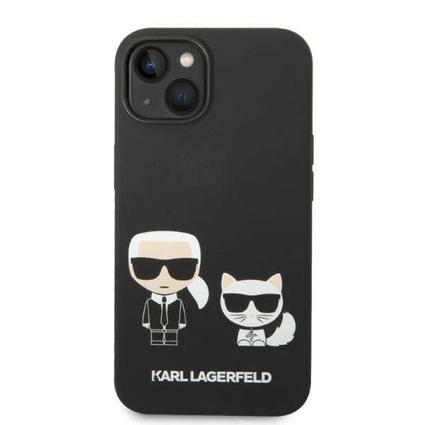Husa MagSafe pentru Apple iPhone 14 Plus, Karl Lagerfeld, Silicone Karl & Choupette, Neagra