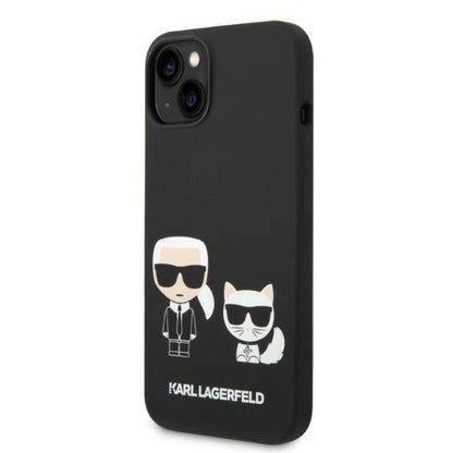 Husa MagSafe pentru Apple iPhone 14 Plus, Karl Lagerfeld, Silicone Karl & Choupette, Neagra