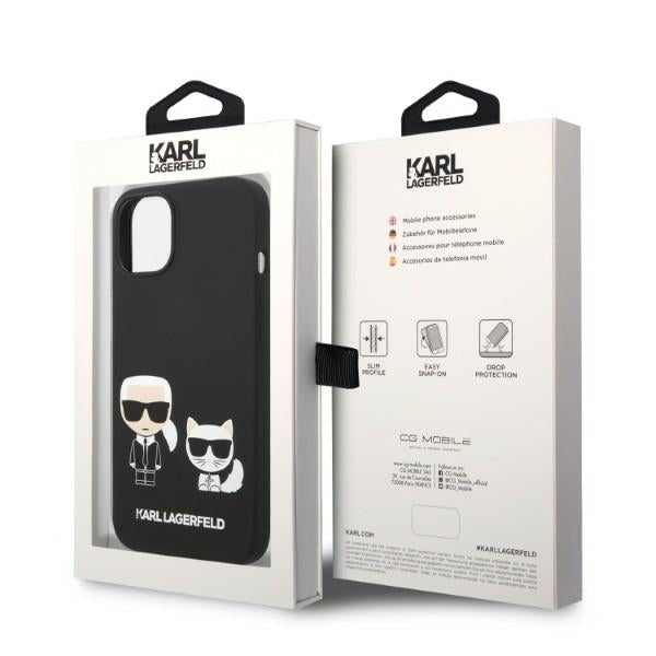 Husa MagSafe pentru Apple iPhone 14 Plus, Karl Lagerfeld, Silicone Karl & Choupette, Neagra