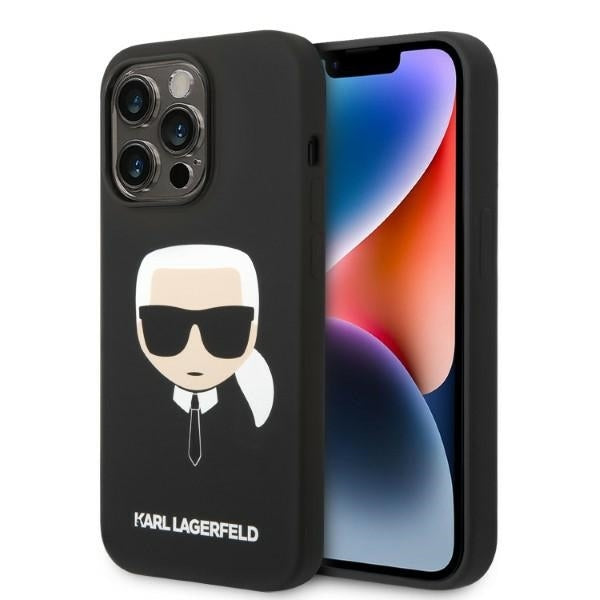 Husa MagSafe pentru Apple iPhone 14 Pro, Karl Lagerfeld, Silicone Karl Head, Neagra