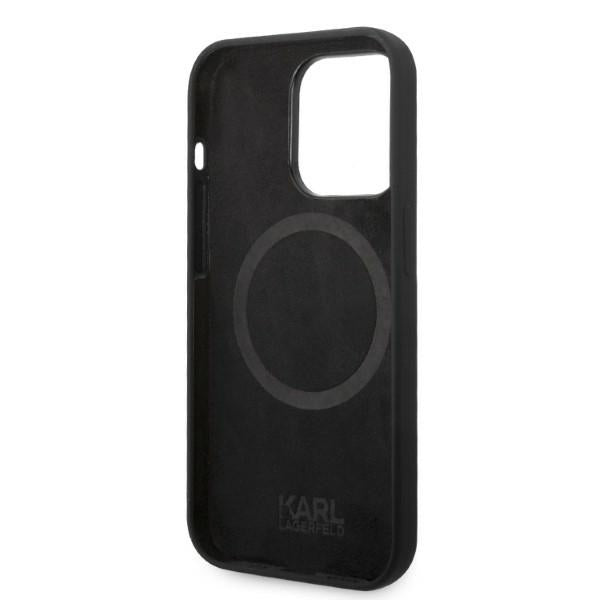 Husa MagSafe pentru Apple iPhone 14 Pro, Karl Lagerfeld, Silicone Karl Head, Neagra