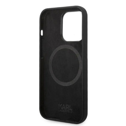 Husa MagSafe pentru Apple iPhone 14 Pro, Karl Lagerfeld, Silicone Karl Head, Neagra