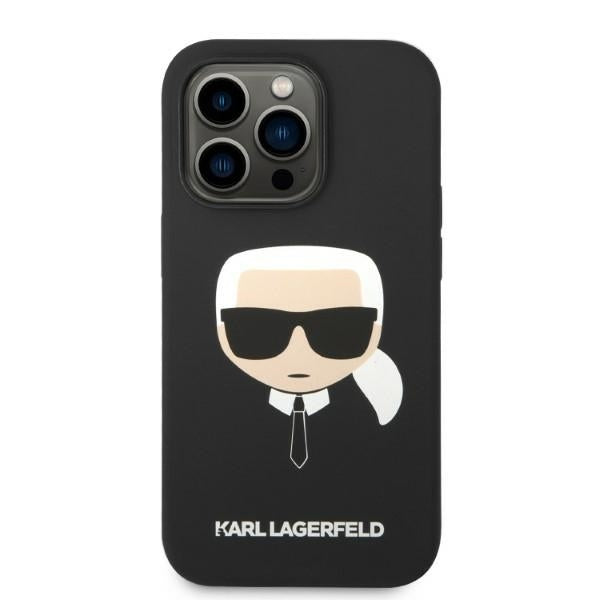 Husa MagSafe pentru Apple iPhone 14 Pro, Karl Lagerfeld, Silicone Karl Head, Neagra