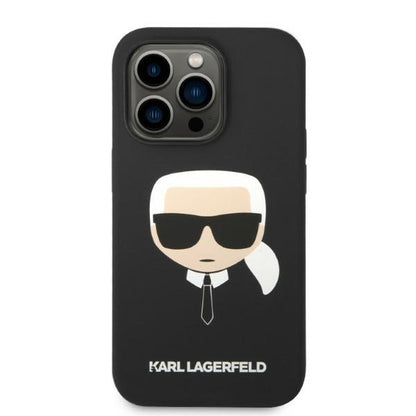 Husa MagSafe pentru Apple iPhone 14 Pro, Karl Lagerfeld, Silicone Karl Head, Neagra