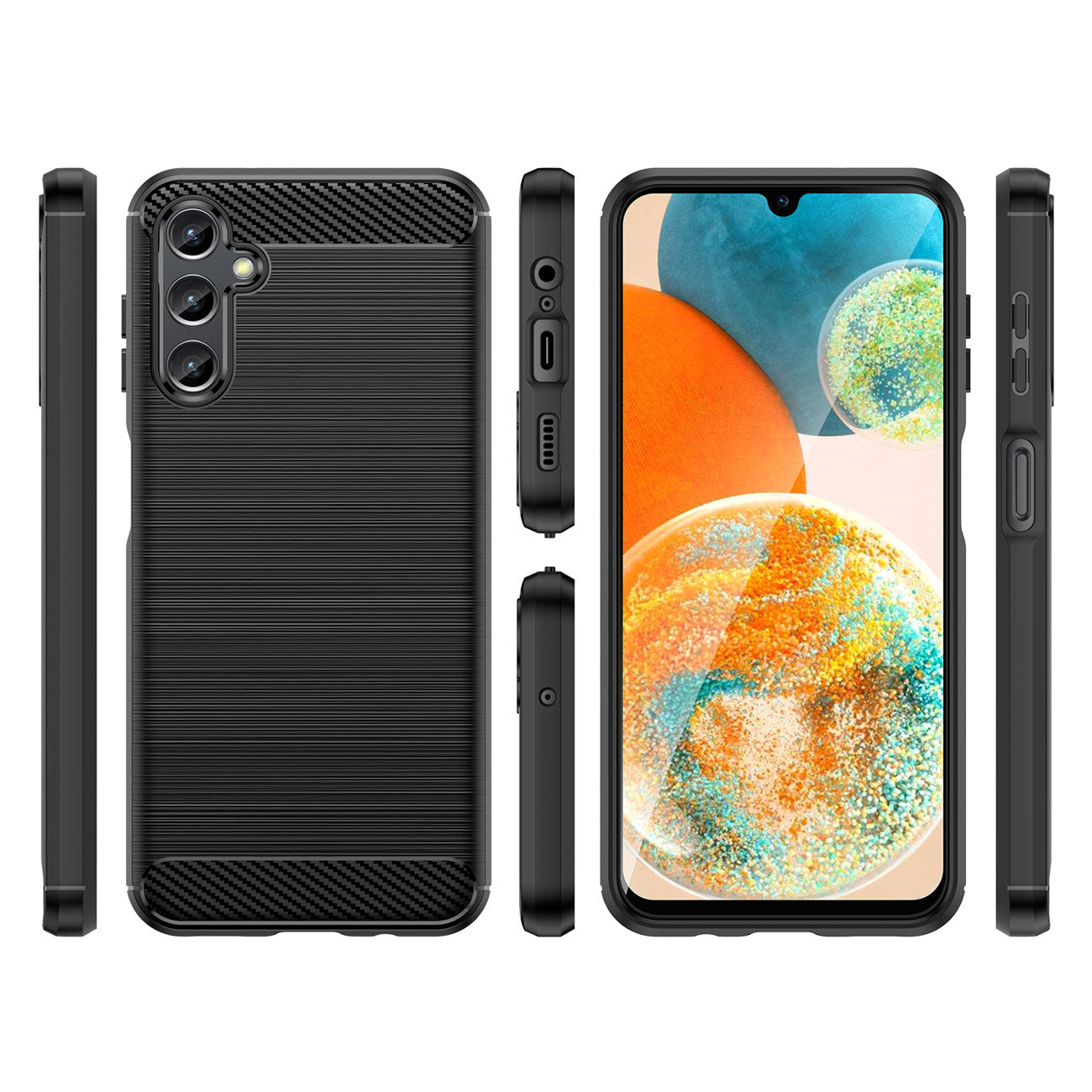 Husa pentru Samsung Galaxy A14 A145 / A14 5G A146, OEM, Carbon, Neagra