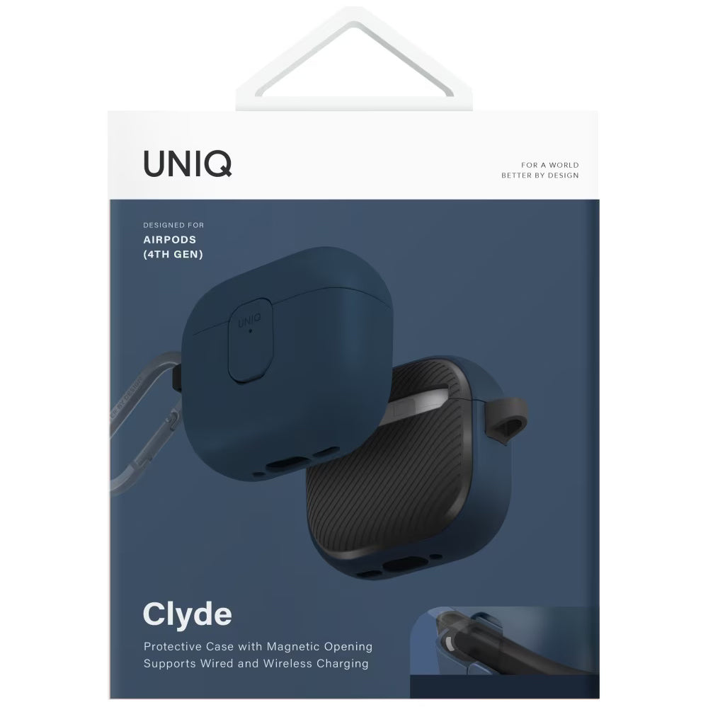 Husa UNIQ Clyde pentru Apple AirPods 4, Albastra Neagra