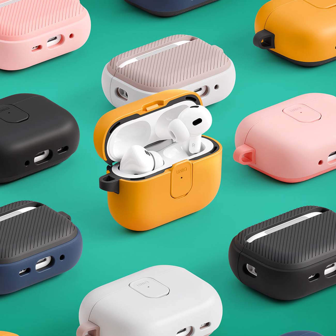 Husa UNIQ Clyde pentru Apple AirPods 4, Gri Bej