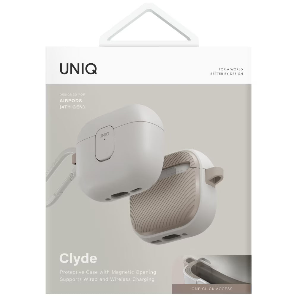 Husa UNIQ Clyde pentru Apple AirPods 4, Gri Bej