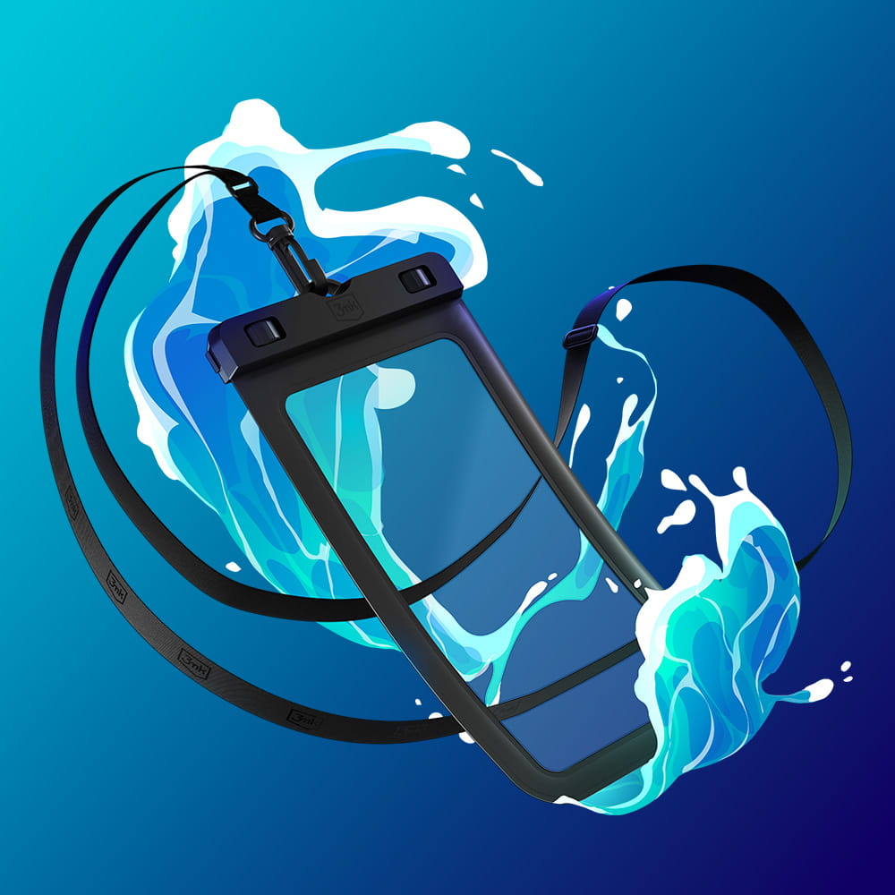 Husa Universala Waterproof pentru Telefon max. 7inch, 3MK, Hydro, Neagra