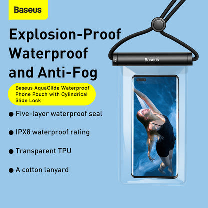 Husa Universala Waterproof, Baseus, AquaGlide Cylindrical, Neagra P60263701113-00