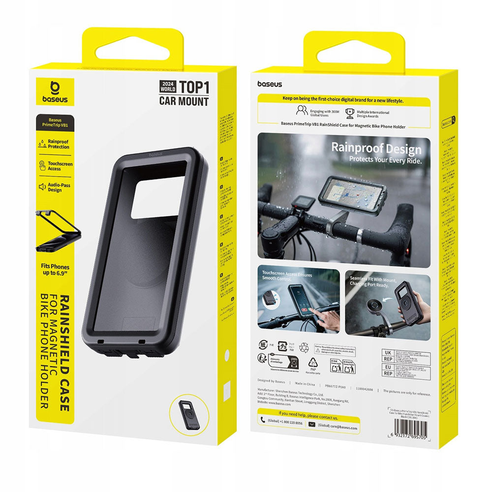 Husa Universala Waterproof compatibila cu Suport Bicicleta Magnetic, Baseus, PrimeTrip VB1, Neagra C0013D01