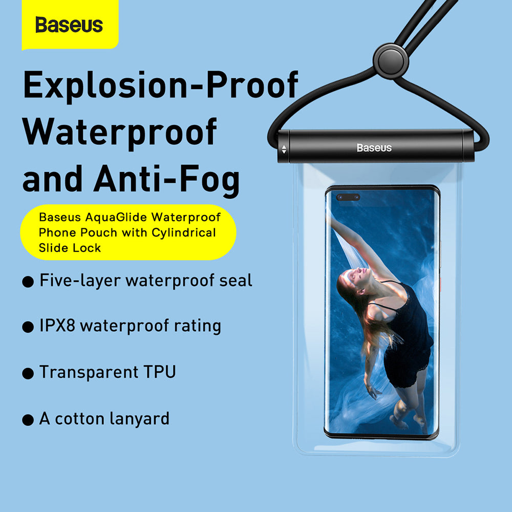 Husa Universala Waterproof, Baseus, AquaGlide Cylindrical, Alba P60263701213-00
