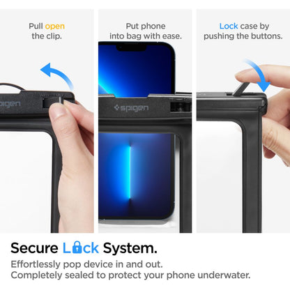 Husa Universala Waterproof pentru Telefon 3.5inch - 7inch, Spigen, A601, Neagra AMP04525