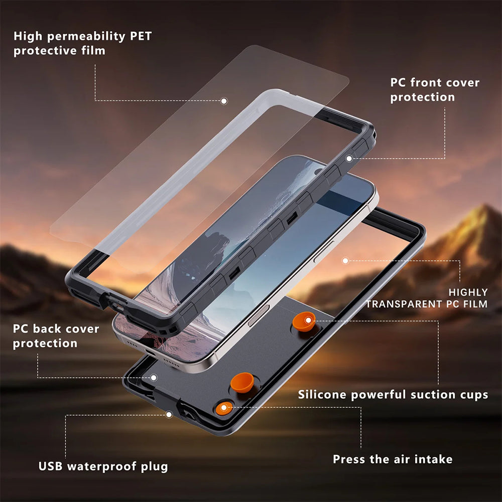 Husa Universala Waterproof pentru Telefon max. 6.9inch, ShellBox, AirBox, Neagra