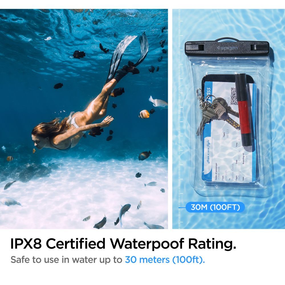 Husa Universala Waterproof pentru Telefon max. 6.9inch, Spigen, A610, Transparenta AMP04530