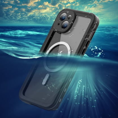 Husa Waterproof MagSafe pentru Apple iPhone 15 Plus, ShellBox, Neagra