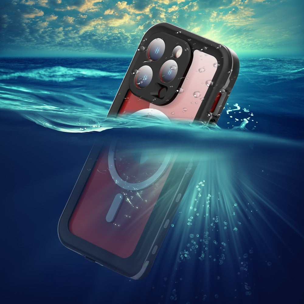 Husa Waterproof MagSafe pentru Apple iPhone 15 Pro, ShellBox, Neagra