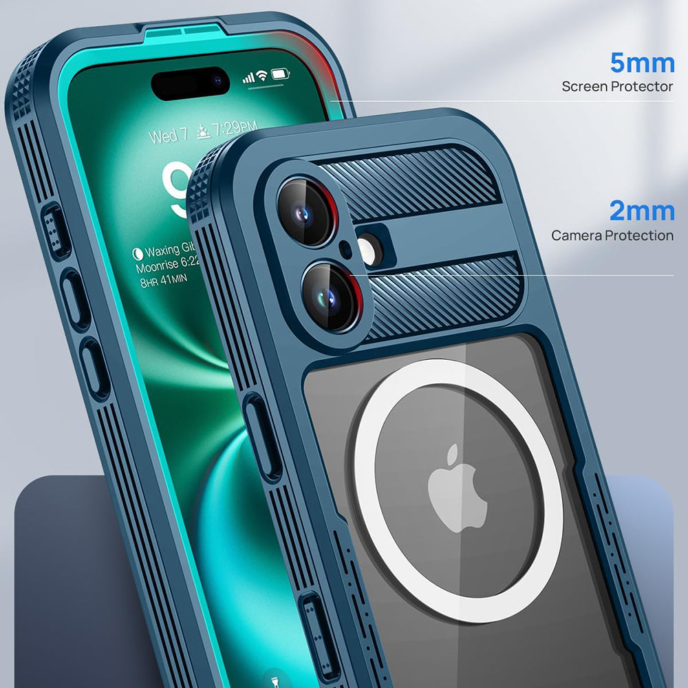 Husa Waterproof pentru Apple iPhone 16, ShellBox, Carbon, Neagra