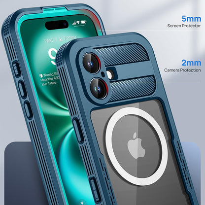 Husa Waterproof pentru Apple iPhone 16, ShellBox, Carbon, Neagra