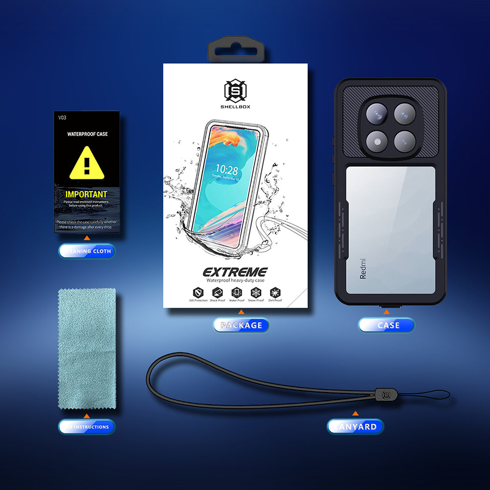 Husa Waterproof pentru Xiaomi Poco X7 / Redmi Note 14 Pro 5G, ShellBox, Neagra