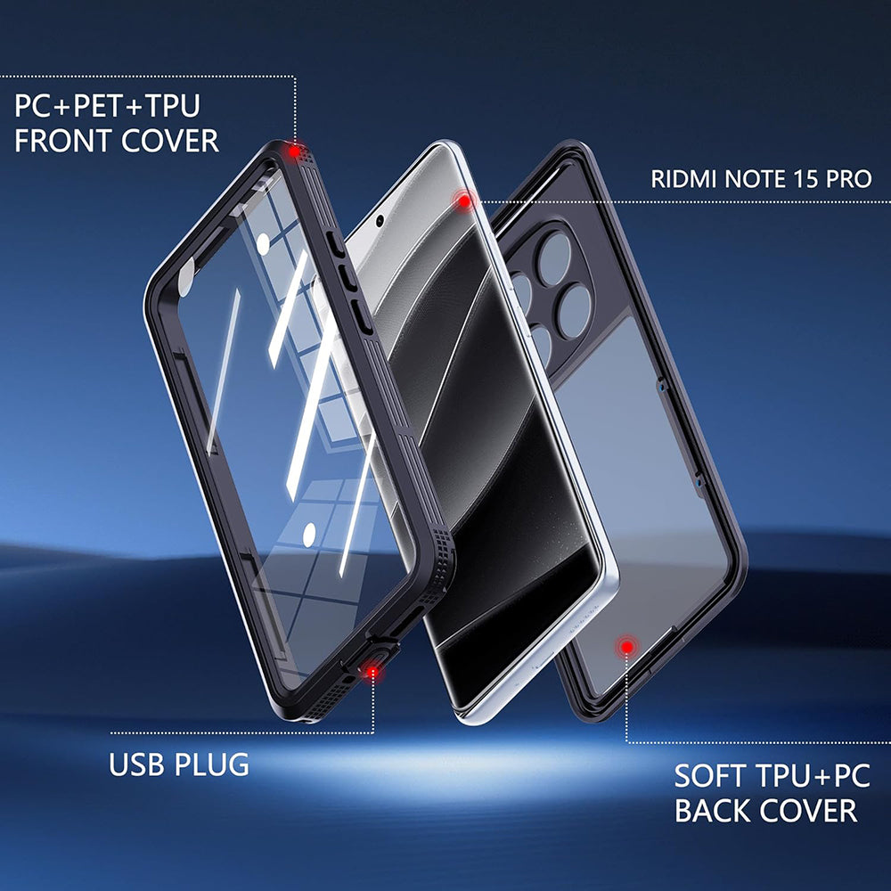 Husa Waterproof pentru Xiaomi Redmi Note 15 Pro 5G, ShellBox, Neagra