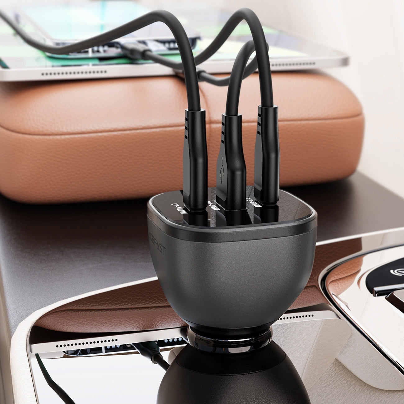 Incarcator Auto Acefast B14, 165W, 5A, 1 x USB-A - 2 x USB-C, Negru