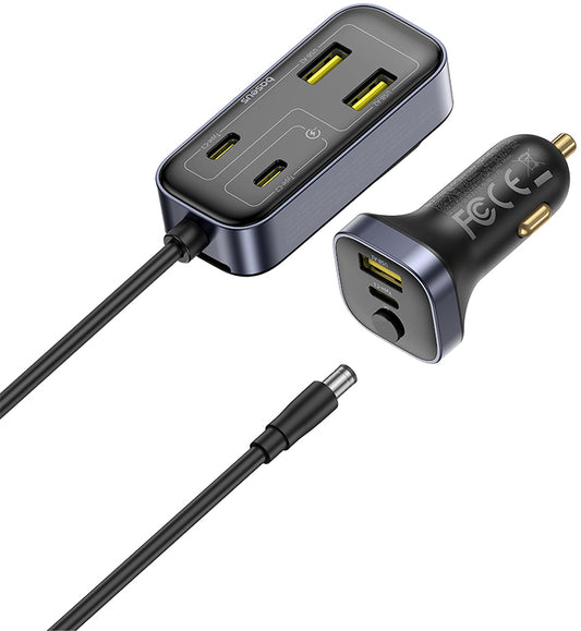 Incarcator Auto Baseus BackseatPal L1, 110W, 3A, 3 x USB-A - 3 x USB-C, Negru C00081100121-00