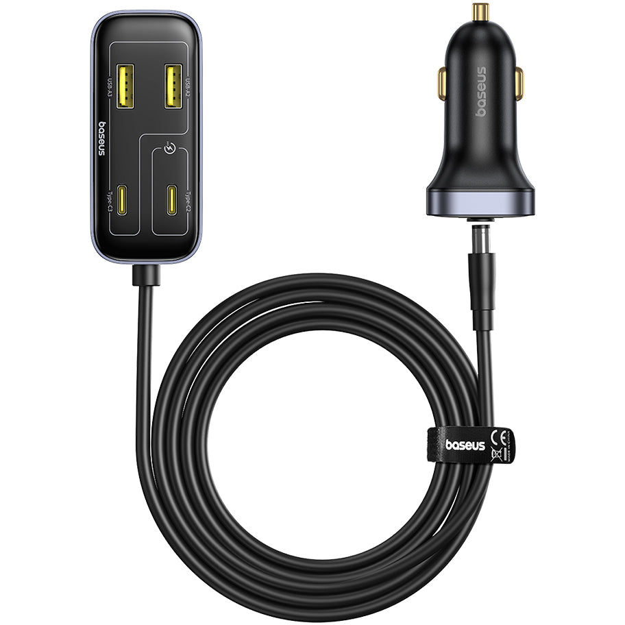 Incarcator Auto Baseus BackseatPal L1, 110W, 3A, 3 x USB-A - 3 x USB-C, Negru C00081100121-00