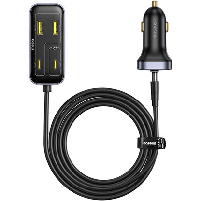 Incarcator Auto Baseus BackseatPal L1, 110W, 3A, 3 x USB-A - 3 x USB-C, Negru C00081100121-00